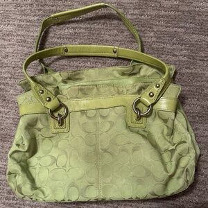Coach Penelope Green Purse Handbag Signature Canvas Carryall Shoulder Bag